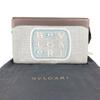 Bvlgari Logo Bag Pouch Cluch Bag  Canvas/Leather gray/Brown