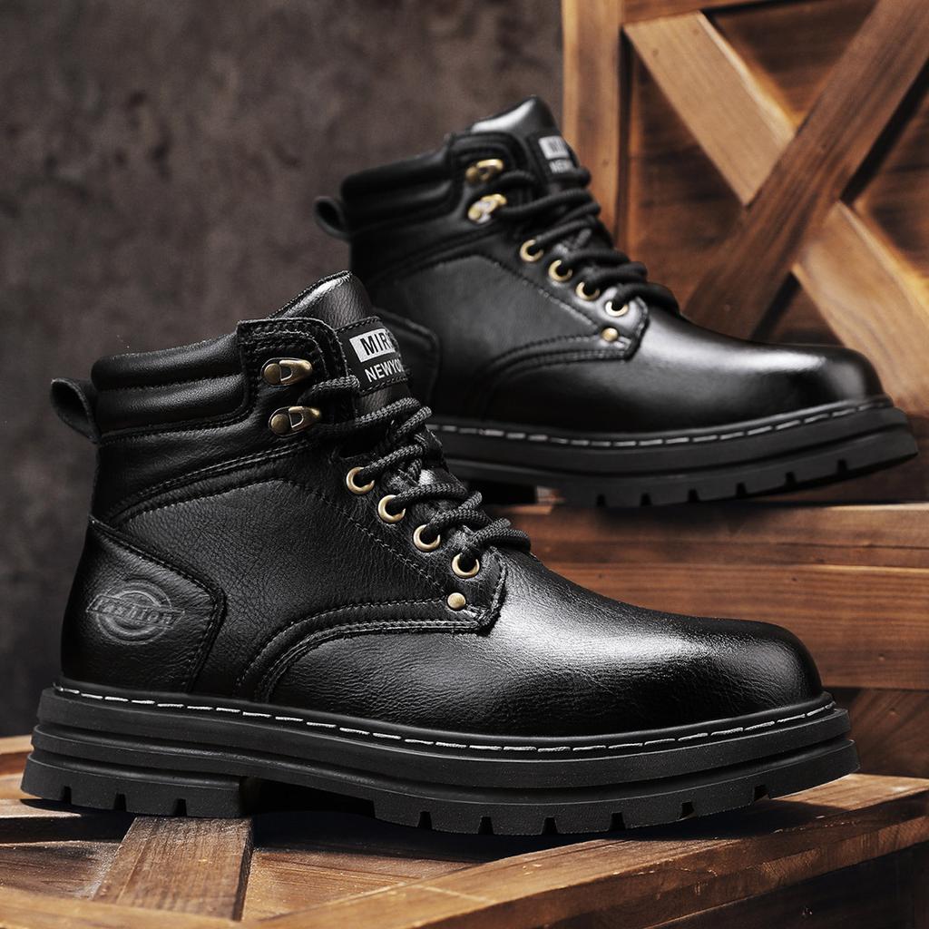 Big Brand Autumn Mid-band Boots Men's Thick-soled Heightening Martin Boots Men's and Women's Boots