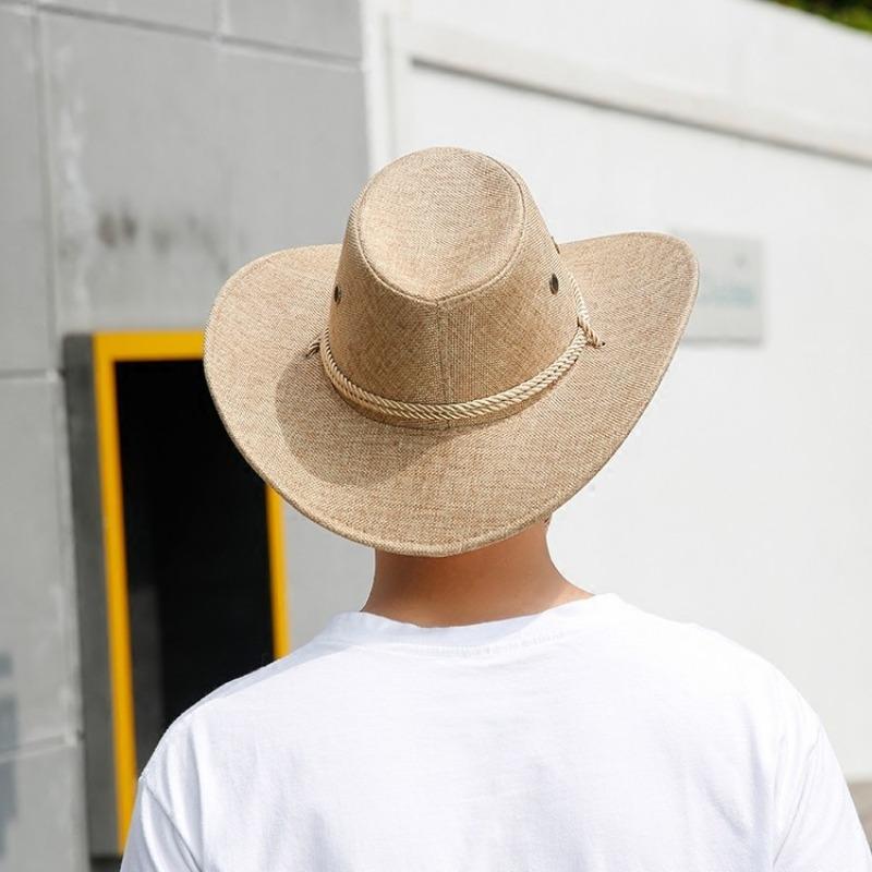 Hat Men's Big Eaves Sun Hat Outdoor Beach Hat Sun Hat Men's Hat Mountaineering Hat Panama Cowboy Hat