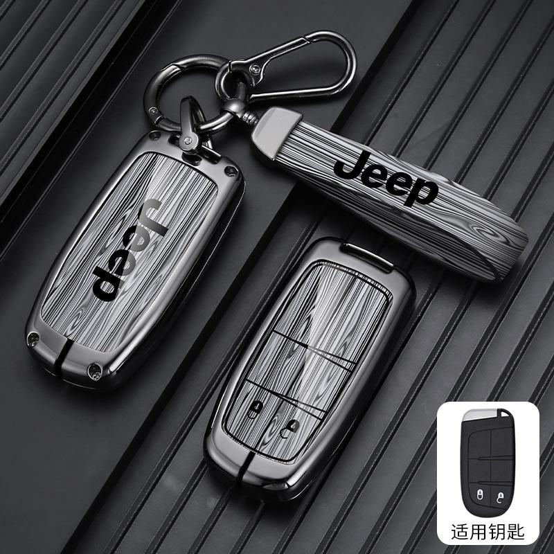 For Jeep Zinc Alloy Wood Grain Car Key Case For Jeep Grand Cherokee WK2 KL Wrangler Renegade JK Commander Compass 2018 2022 A