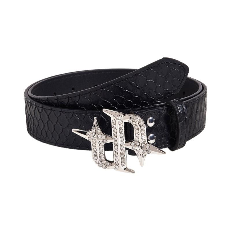 Панк ПУ Пояс для джинсов Рок-н-ролл Хип-хоп Клепаный пояс Поясной ремень Блестящая пряжка с инкрустированными стразами