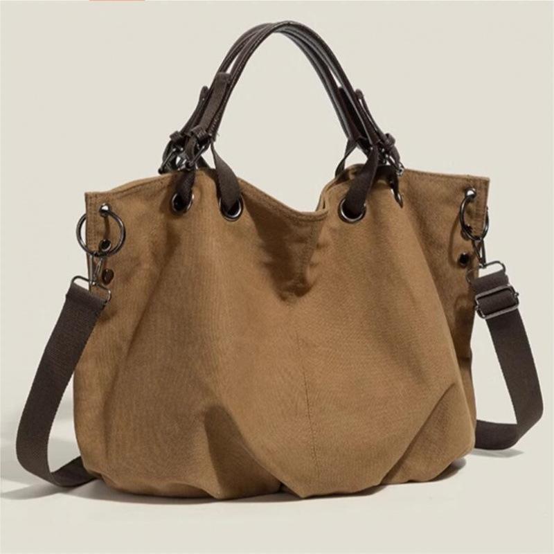 Retro Canvas Tote Bag: Versatile Large-Capacity Crossbody for Students and Commuters