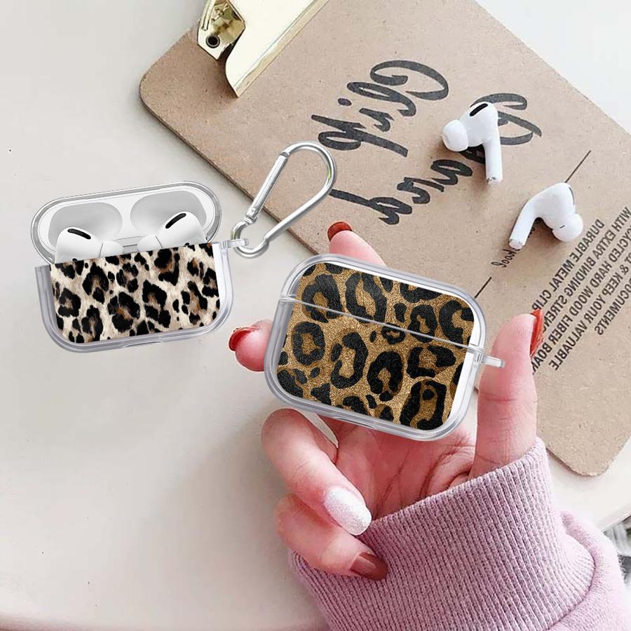 Texture Leopard Print Clear Earphone Cases Cover Case For Airpods Pro3 Pro2 2 3 4 1 Pro
