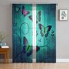Butterfly Retro Shabby Modern Curtain For Living Room Transparent Tulle Curtains Window Sheer For The Bedroom Accessories Decor