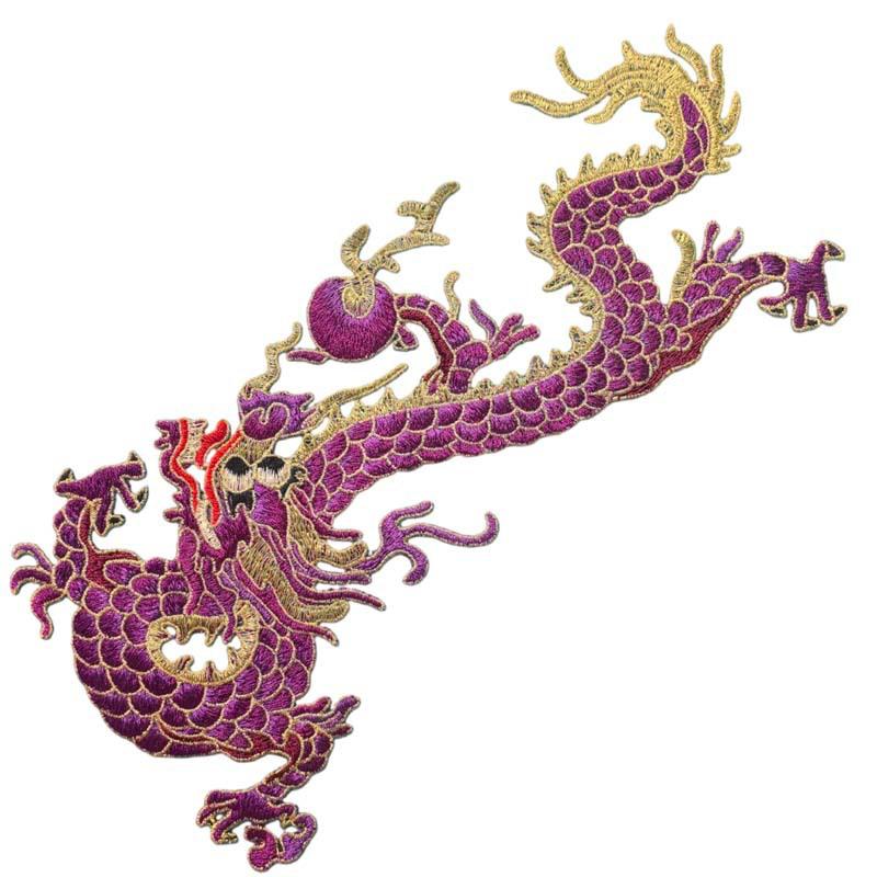 1Pc Blue Golden Chinese Style Large Dragon Sewing Embroidery Patches Clothing Applique Decoration Accessory