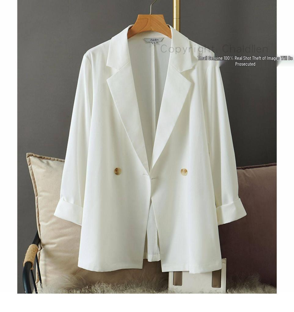 Εκκαθάριση Γυναικείο Λευκό Σιφόν Μπλέιζερ με Κοντό Μανίκι - Κολακευτικό Καλοκαιρινό Σακάκι