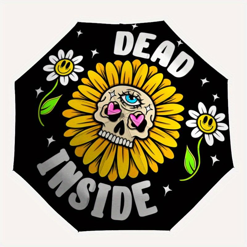 

1pc Skull Flowers Automatic Umbrella High Quality Canopy, Portable Folding Umbrella with, Ideal Gift for - Travel, Everyday, Formal Events, Stylish Ac