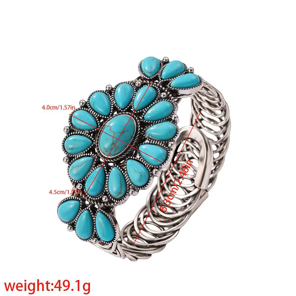 Retro Türkis Boho Armband: Ethno-Stil, 925 versilbert, Naturstein, trendiger Damenschmuck