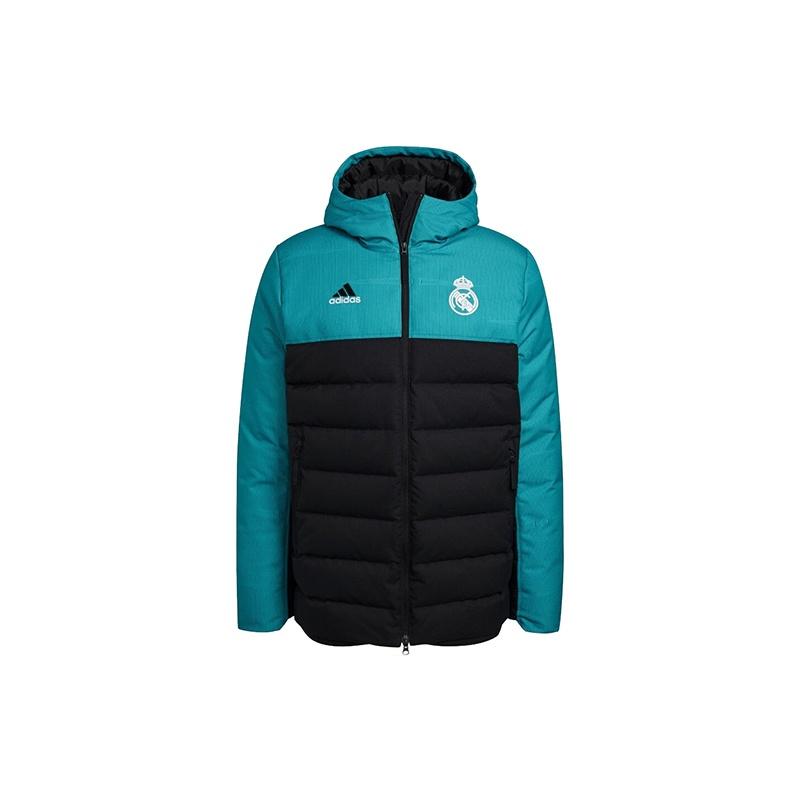 adidas Soccer Stay Warm Windproof Hooded Down Jacket  Black Green  Men s GR4268 M