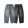 Vintage Washed Big Pocket Denim Pants Men Wide Fit Streetwear Jeans Casual Loose Long Pants