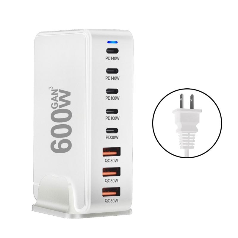 600W Desktop GaNs Chargers USB C USB A Charging Station Desktop Mutliport for Fast Chargers Laptop Power Adapter