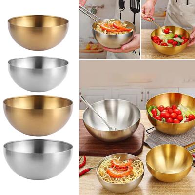 Koreanische Salatschüssel aus Edelstahl, sicher, moderne, abgerundete Kante, glatte Oberfläche, schmutzabweisende Salatschüssel