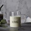 Caneca de Vidro Good Morning 500ml Copo para Café Leite Café da Manhã Copo com Alça Utensílio para Bebidas Transparente Presente Doméstico para Crianças Conjunto