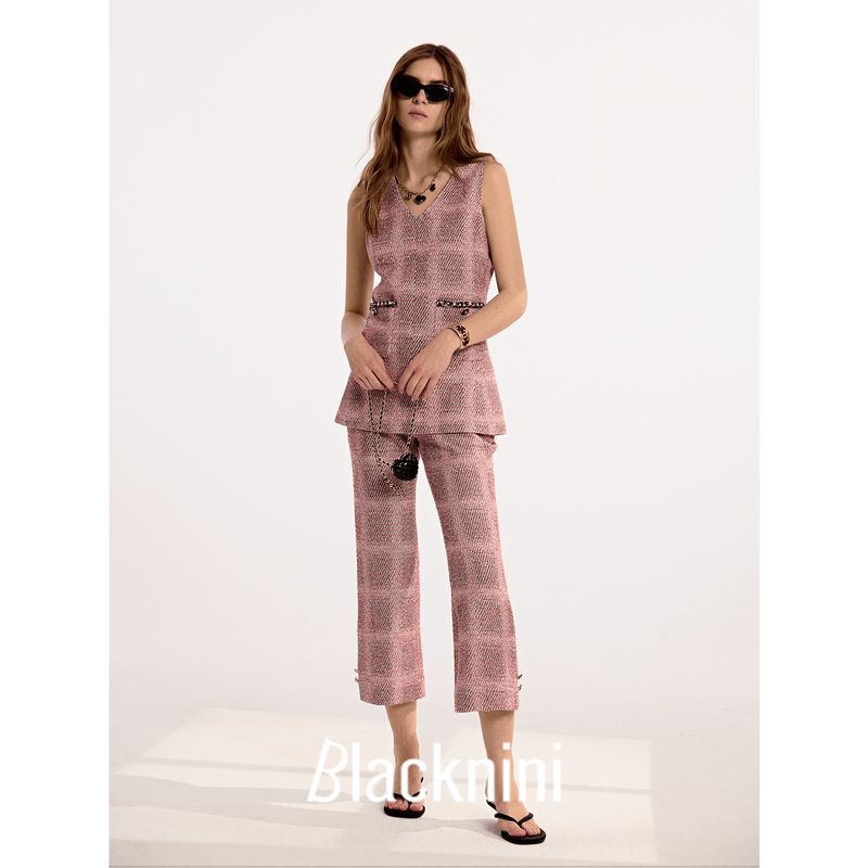 Blacknini "Berry Sets" Italian Gradient Yarn Tweed Classic Style Coat Dress/Vest Pants