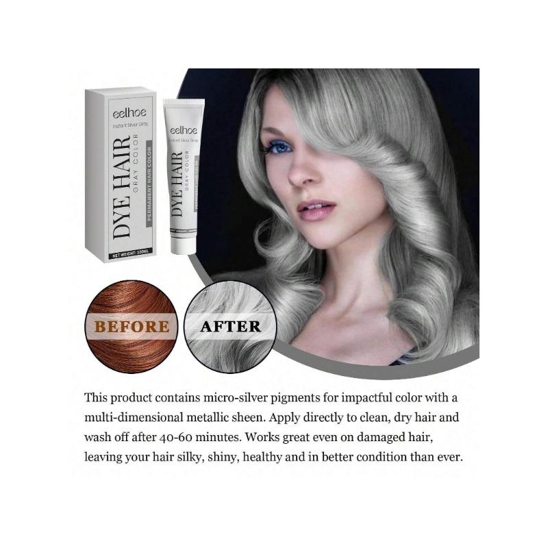 Creme para cabelos grisalhos, cor natural, sem danos aos cabelos, fácil de colorir, fácil de limpar, agente para cabelos úmidos