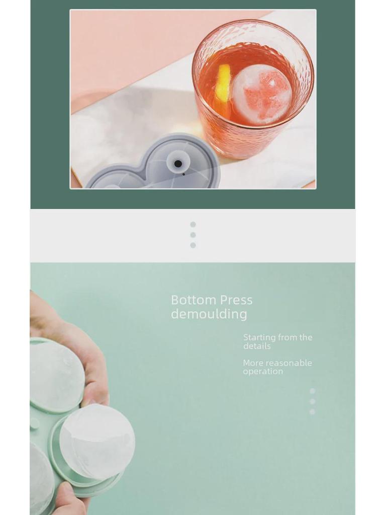 Top-Selling Silicone Ice Ball Mold with Funnel - 4 Round Ice Trays, 4 Holes