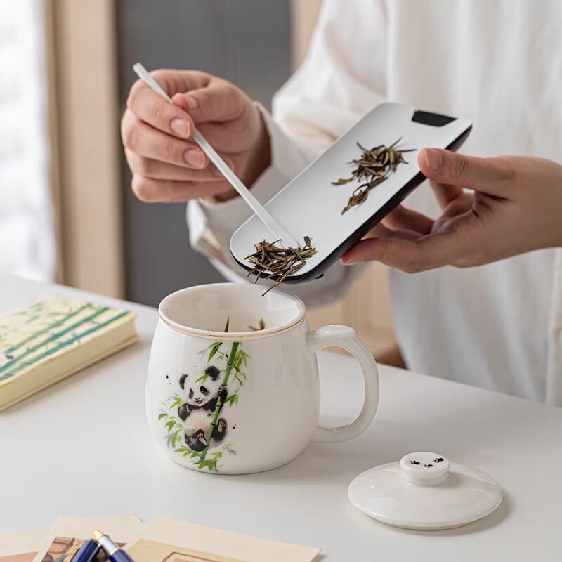 Panda Bamboo Ceramic Mug with Lid & Tea Infuser, Business Set
