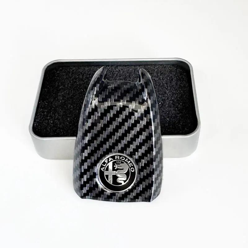 Car Logo Key Cover Replacement Key Case For Alfa Romeo Giulietta Giulia Mito Stelvio giulietta Tonale Carbon Fiber Style Valve Stems 1