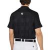 FootJoy Men's Check Jacquard Short Sleeve Mock Neck Golf Shirt, Black, Size L (FJ-S25-S05, 34687-L)
