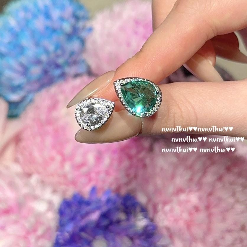 Heller Wonderland Gänseblümchen Edelsteinring, Super Glänzend, 18 Karat Vergoldet, Mojito Grün Wassertropfen Zirkonring