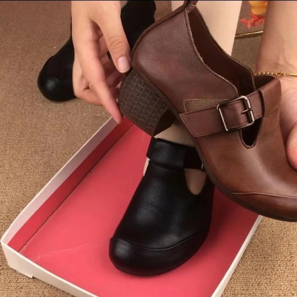 Chaussures Plateformes Mode Fait Main Style Rétro pour Femmes Semelles Compensées Talon Compensé Printemps Été Cuir Véritable Chaussures à Talons Hauts Décontractées