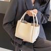 High-End Korean Style Women's Solid Color Basket Bucket Crossbody Handbag - 2025