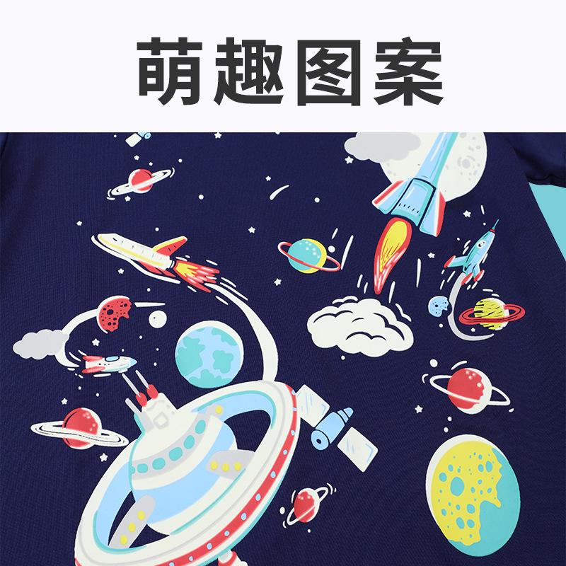 Children'S Boys Short-Sleeved Summer New Space Pattern Boys Short-Sleeved Children Short-Sleeved Boys Summer T-Shirt Glow-In-The-Dark