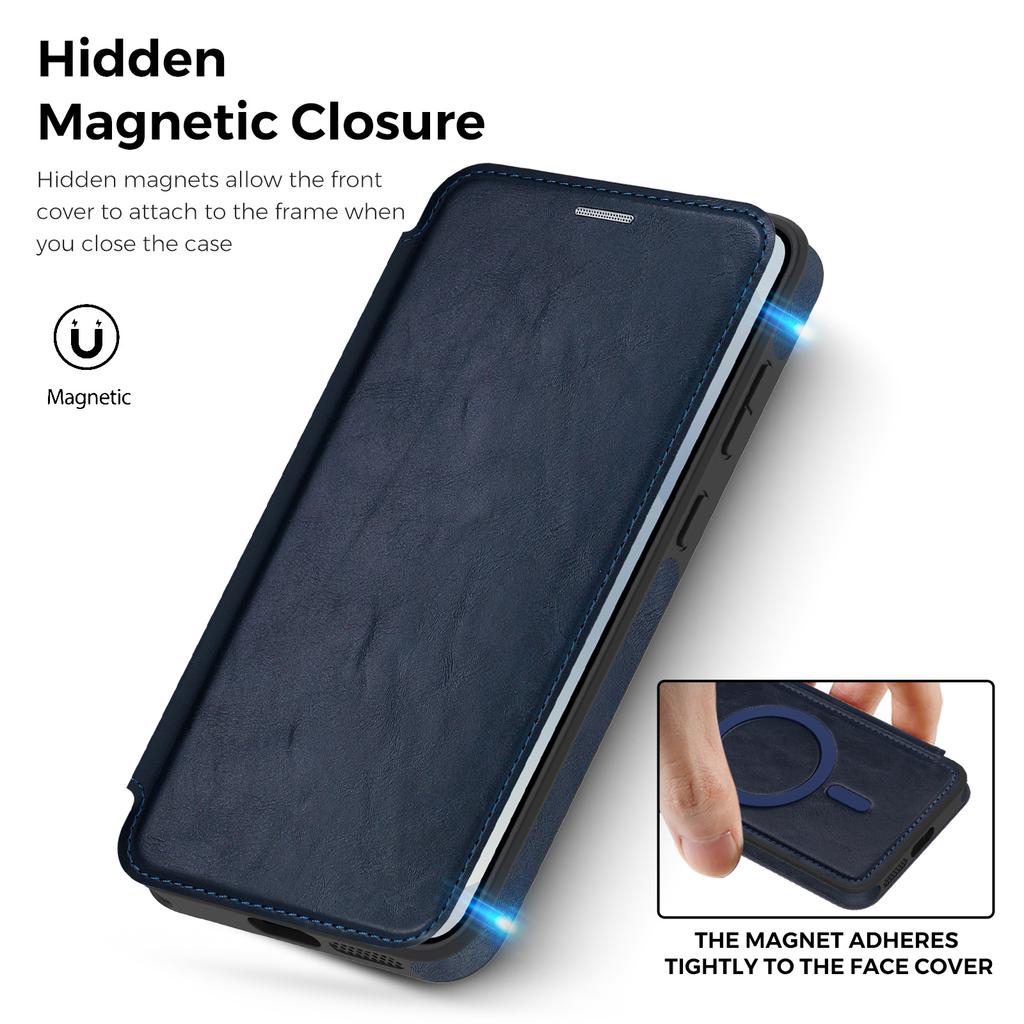 For Samsung Galaxy S25 FE Magnetic Case RFID Blocking Card Holder Leather Phone Cover