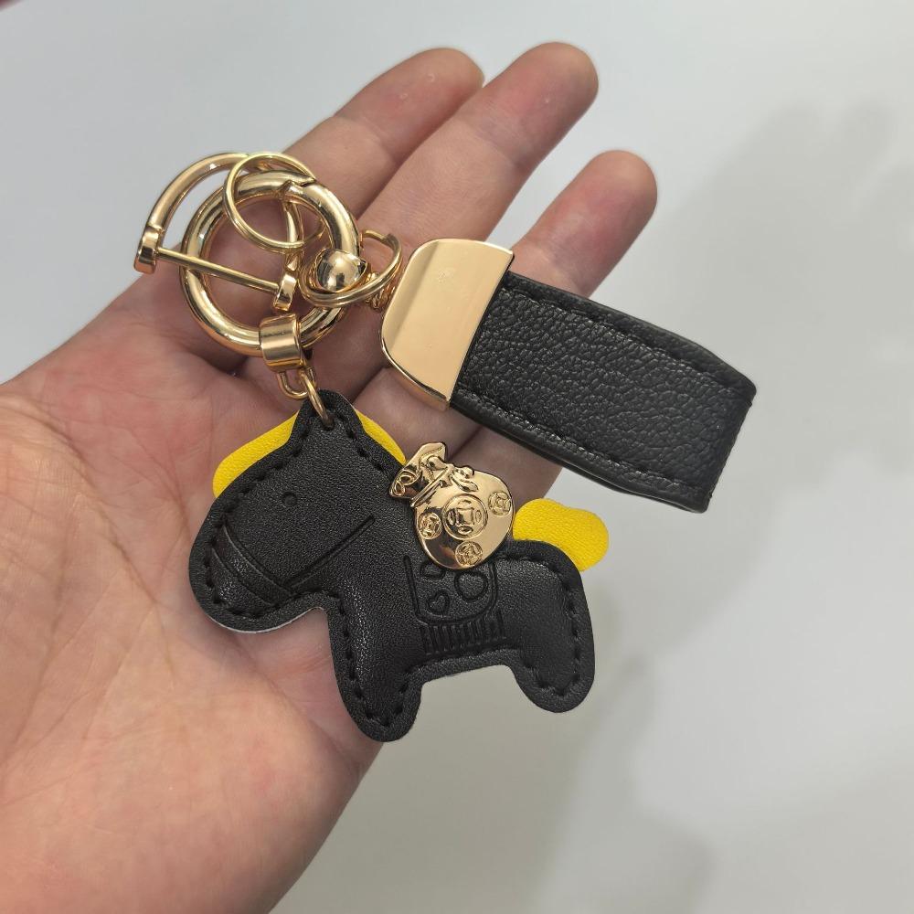 Year of Horse Horse Pendant Leather Chinese New Year Gift Funny Horse Keychain Year of The Horse чёрный