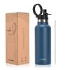 WATERSY 500ml Double Wall Vacuum Insulated Stainless Steel Water Bottle Thermal Mug with Straw and Handle Keeps Hot Cold 12H
