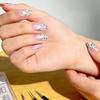 ABS Material Short Square Artificial Nail Featuring Rabbit Patterns And Floral Art For Festive Occasions