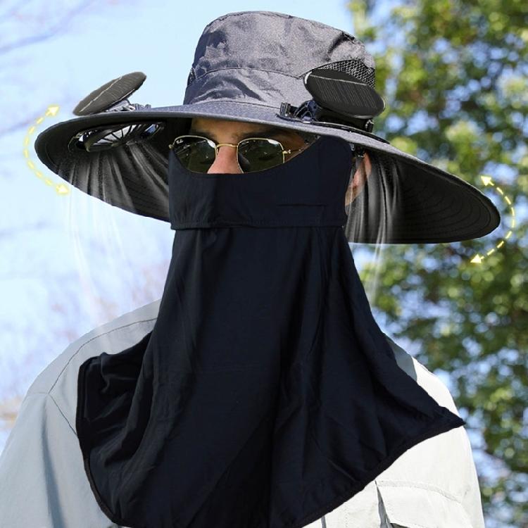 Outdoor Solar Fan Hat Neck Coverage Quickly Dry Fabric Hat Adjustable Sun Hat Sweat Absorbing Solar Fan Hat for Outdoor