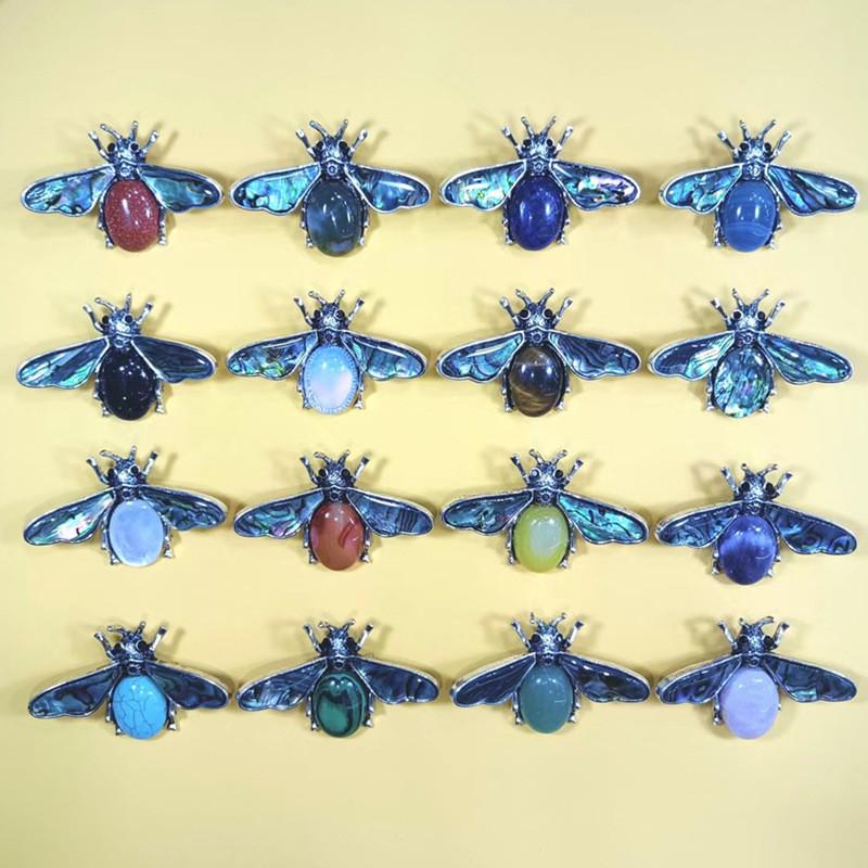 Shell Embedded Butterfly Brooch Pin Pendant With Fashionable Purple Crystal For Women And Men