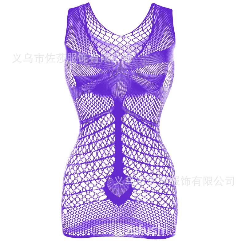 Sex Underwear New Hollow Mesh Transparent One-piece Pajamas Nylon Fine Woven Jacquard