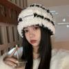 Winter warm big head circumference knitted plush hat plush hat women's versatile hat pink bag head showing face small cold hat