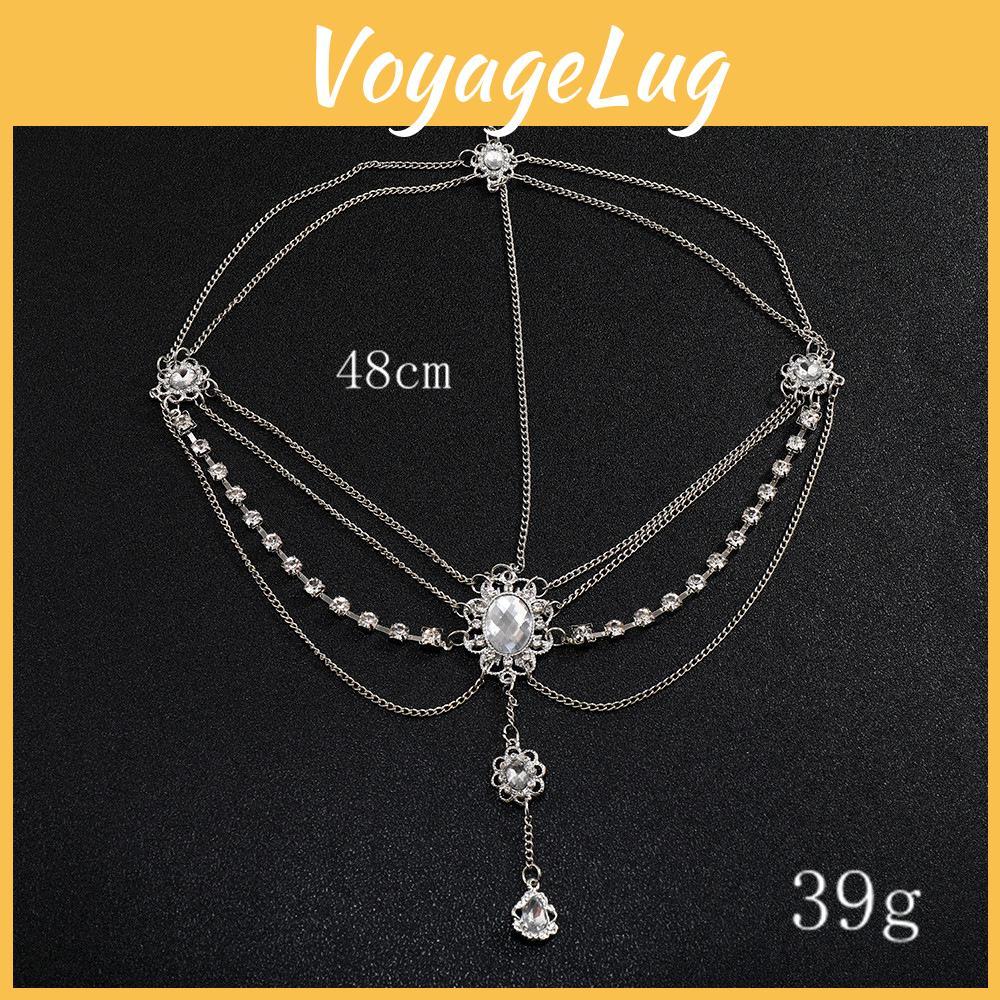 Elegant And Rhinestone Multi Layer Chain Design Women Silver Jewelry Headwear