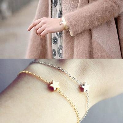 Women's Girls' Jewelry Gift Gold Plated Charm Chain Star Bracelet