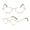 Stylish Reading Oval Blue Light UV Metal Frame SS1818 [Soarea] Glasses, Shape, Women's & Men's, & Cut, (Gold, 1.5x Magnification)
