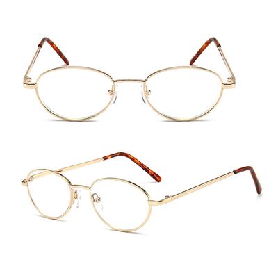 Stylish Reading Oval Blue Light UV Metal Frame SS1818 [Soarea] Glasses, Shape, Women's & Men's, & Cut, (Gold, 1.5x Magnification)