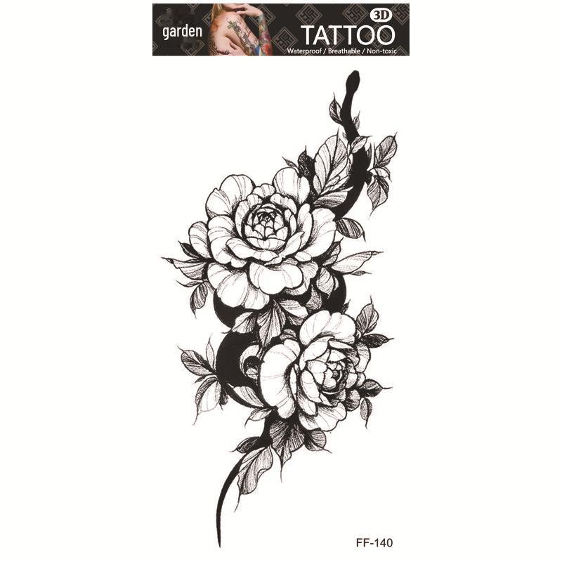 Yuanhua Waterproof Wolf Head Totem & Arabic Text Tattoo Stickers