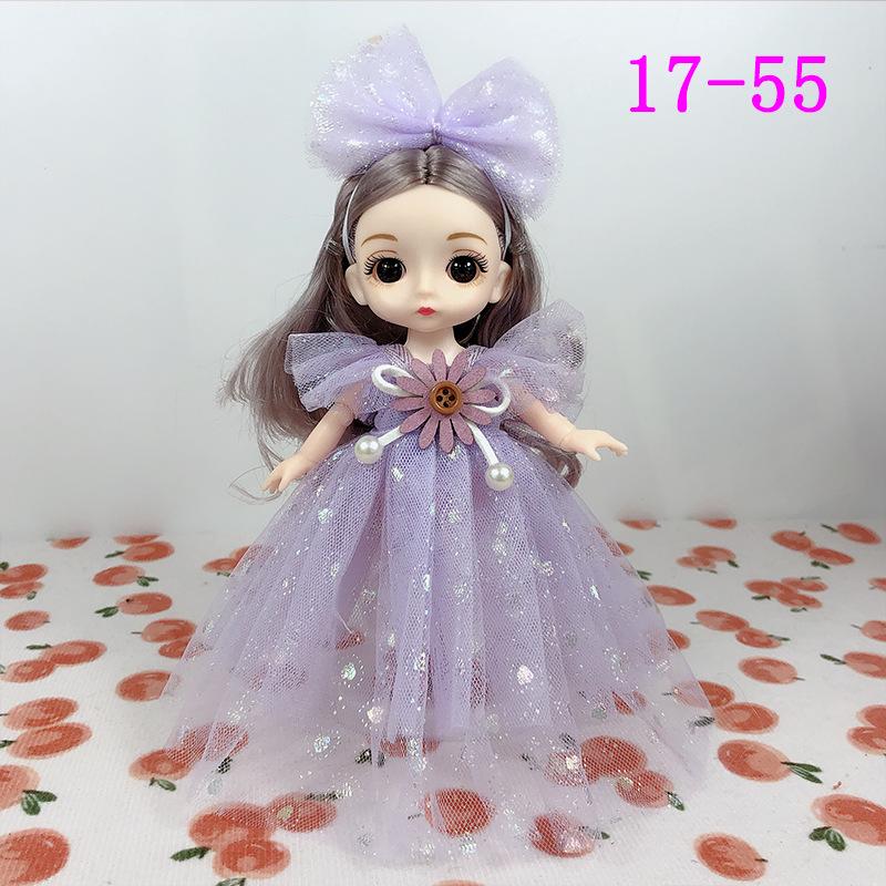 17cm 8-Point BJD Princess Doll with Denim Wedding Dress - 6-Inch Dress-Up Toy Set with Tops and Shorts