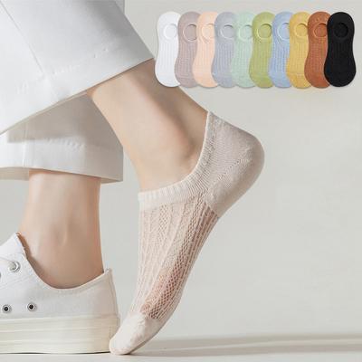 Women's Summer Thin Style Breathable Sweat Absorption Shallow Mouth Non Slip Not To Drop with Invisible Socks