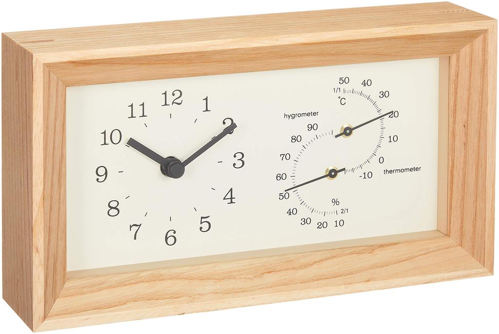 Lemnos Wall-Mounted Thermo-Hygrometer, Analog Frame, Natural Wood Grain, LC13-14 NT