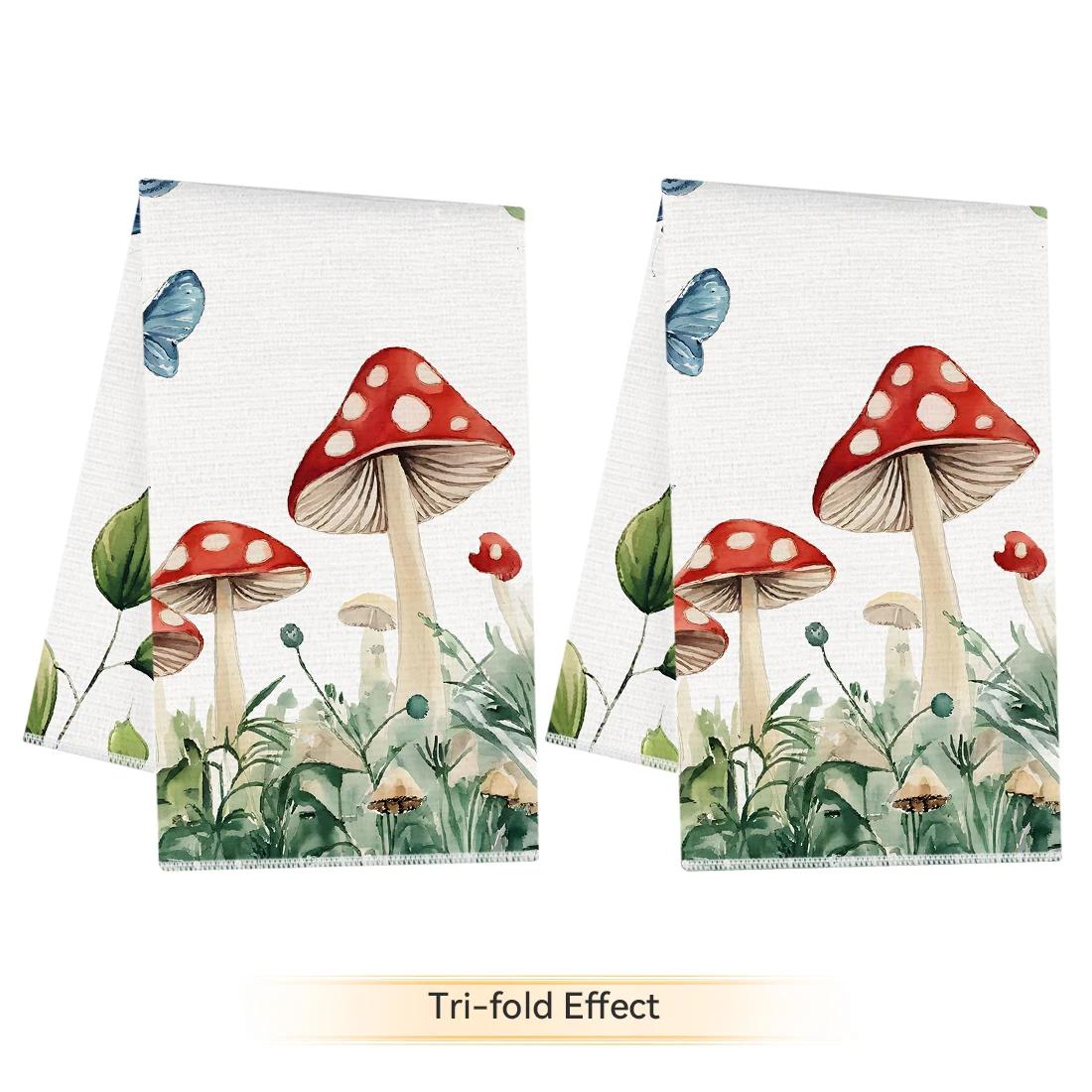 2pcs/set Kitchen Towels 40x60cmMushroomHand Towels Christmas Decorations for Home Noel Dish Towels Gifts 40x60cm