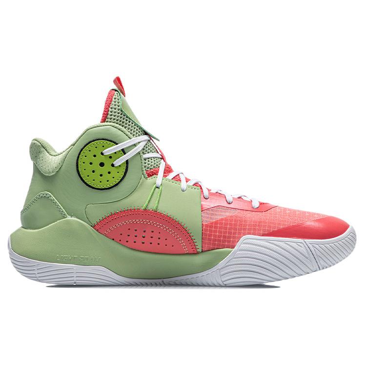 Li Ning Sonic 9 Team Basketball Shoes Men's Mid Top Tender Fruit Green/Bright Orange Red ABPR017-4