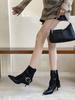 2025 autumn and winter new pointed thin heel high heel temperament French belt buckle fashionable sexy beautiful women short boots