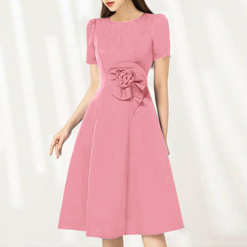 ZANZEA Women Casual Round Neck Summer Short Sleeve Dress