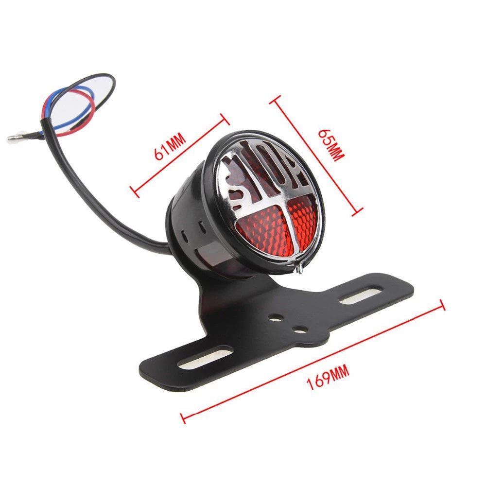 Retro Runde Metall Motorrad Rückleuchte mit STOP Bremslicht