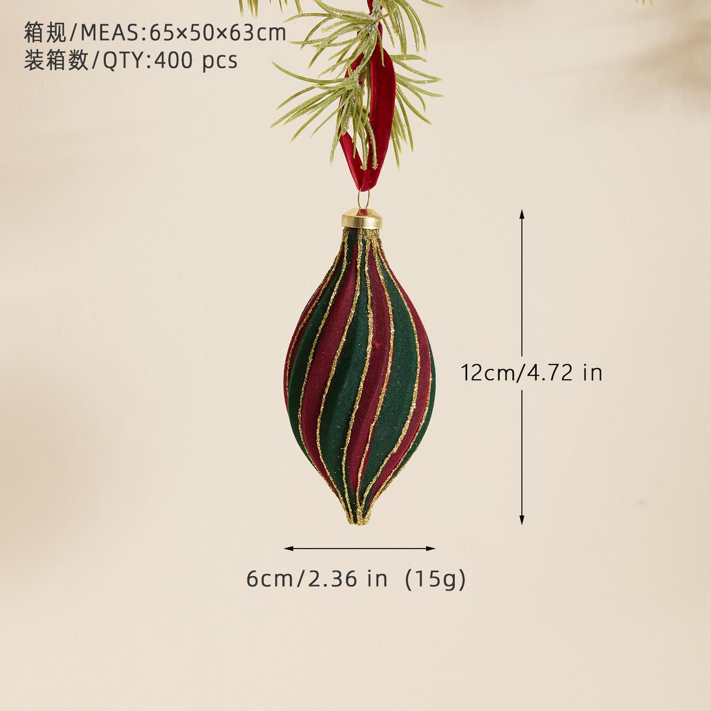 

Рождественские флокированные украшения - Ручные красные и зеленые винтажные рождественские шары для подвешивания на елку, ретро праздничные украшения