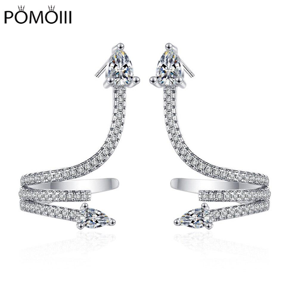 New Women Ear Studs Snake Shape Earring 925 Silver Luxury Micro-inlaid Zircon A Pair Piercing Hoops Earrings Jewelry Gift